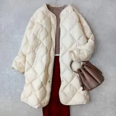 美品 アーバンリサーチドアーズ ライトダウンキルトコート M ロング アイボリー