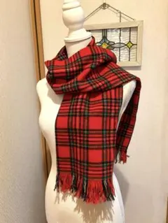 マフラー　赤×チェック