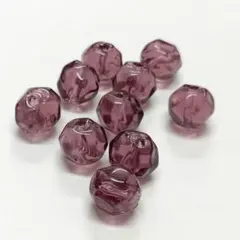 ジャパンヴィンテージ ガラスビーズ クリアパープル 10個
