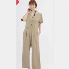 新品　GU オールインワン M サロペット ベージュ M ジャンプスーツ　秋服
