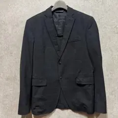 ZARA ブラック チェック柄 テーラードジャケット 2B スナップボタン
