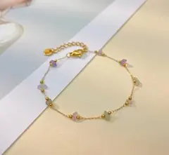 ゴールド ブレスレット 運気 サージカルステンレス 一点もの✨パワーストーン