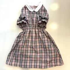 チェック柄 半袖ワンピース ピンクフレンチガーリー130
