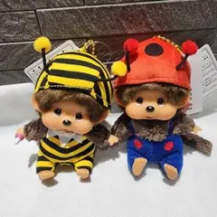 新品　お顔厳選　モンチッチ　顔でかSSキーチェーン　てんとう虫 ミツバチ