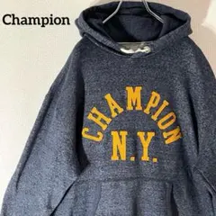 チャンピオン　スウェット　フーデイパーカー　XL グレー　NY 古着