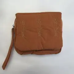 オレンジ　ミラー付きポーチ