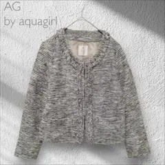 エージーバイアクアガール ツイードジャケット 長袖 S 上品 カジュアル 羽織り