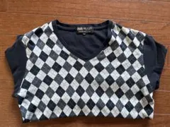 【BEAMS HEART】アーガイル柄 Vネック カットソー ネイビー Sサイズ