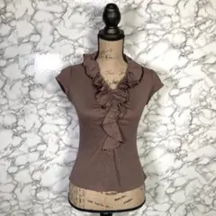 NARACAMICIE　ナラカミーチェ　（0）　フリル半袖Tシャツ モカのサムネイル