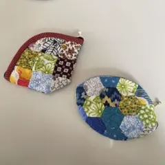 ハンドメイドキルト　パッチワークポーチ 2個セット