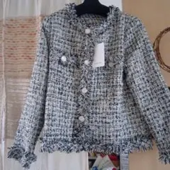 ブラック ツイードジャケット Mサイズ