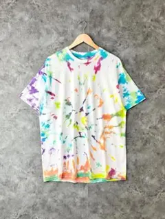 タイダイ染め 総柄 Tシャツ マルチカラー レインボー ビッグシルエット
