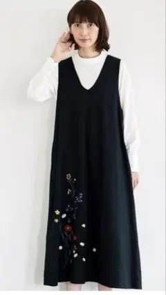 サニークラウズ 花柄刺繍ジャンパースカート花好きな津田さんプロデュース3L未使用