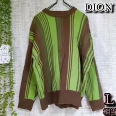 【DION】ディオン トップス ニット ストライプ柄 長袖 グリーン ブラウン