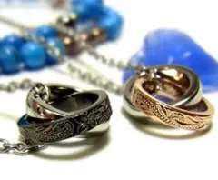 ハワイアンジュエリー ネックレス プルメリア   ダブルリング ピンクゴールド