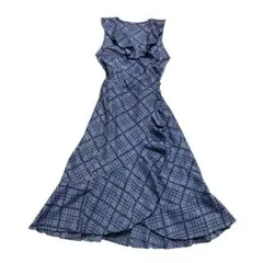 希少デザイン　バーバリーブルーレーベル　巻きワンピース　パンチング　刺繍　フリル