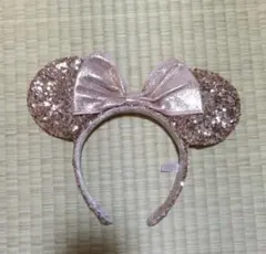 ディズニー ミニー カチューシャ スパンコール ピンクゴールド