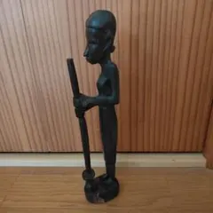 古い マサイ族 木彫り アフリカ黒檀 民芸品 タンザニア 置物 ブラック