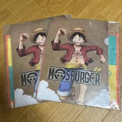 ルフィ MOS BURGER ハンドタオル2枚とクリアファイル 2枚セット
