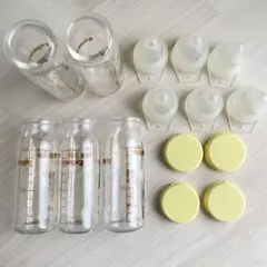 【セット価格】ピジョン・ガラス製新生児哺乳瓶セット100ml5本 SS乳首付き