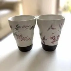 【新品未使用】美濃焼 和藍　湯呑み　タンブラー　ペアセット 花柄　日本製