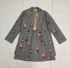 issi Boutique バラ刺繍 グレンチェックスカートセットアップ