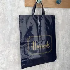 Harrods ハロッズ トートバッグ ネイビー 　マチ無し　36x47cm