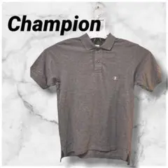 Y0006　チャンピオン　ポロシャツ　刺繍ロゴ　グレー　カジュアル　スポーツ