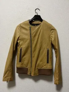 B&Y　ユナイテッドアローズ　ノーカラーレザージャケット/S　キャメル　本革羊革