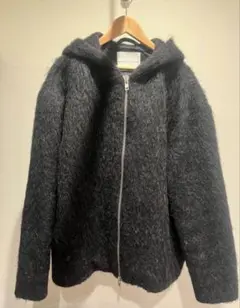 H&M ウールブレンド ファジーフルジップフーデッドジャケット