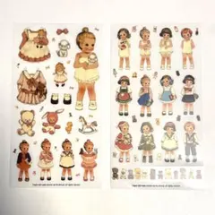 paper doll mate 女の子 テディベア 着せ替えシール レトロのサムネイル