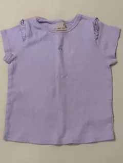 Petit main リブ編みフリル袖Tシャツ　パープル