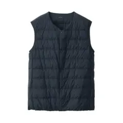 軽量ダウン ノーカラーベスト ダークネイビー Sサイズ 無印良品