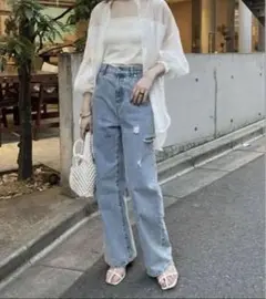 Discoat USコットンクラッシュデニムパンツ　Lのサムネイル