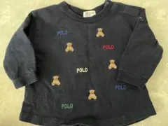 プティマイン　Polo ネイビー クマ刺繍 長袖トレーナー