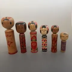伝統こけし 6体セット まとめ売り 工芸品 郷土玩具 作家　木製 民芸品 レトロ