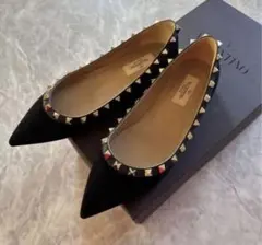 【週末限定値下げ‼️】VALENTINO スタッズ付きフラットシューズ 37 黒