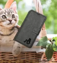iphone14promax 猫親子焼印手帳ケース