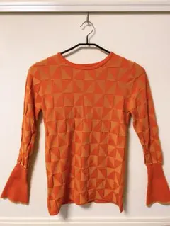 ROSE BUD ローズバッド ジャガードニット オレンジ フレアスリーブ　F