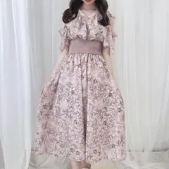 evelyn 花柄リブワンピース 腹巻きワンピース