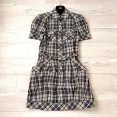 バーバリーブルーレーベル ノバチェック ワンピース 半袖 ベルト付 三陽商会