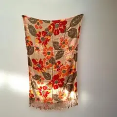 花柄ストール オレンジ 赤 茶色