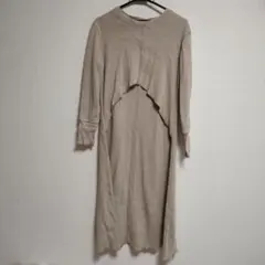 Pearls　マタニティワンピース　授乳服 アッシュベージュ　サーマル　ワッフル