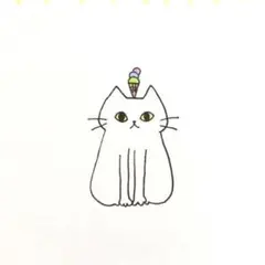 【1180】【白猫の絵】オリジナル手描きアナログイラスト原画　自作創作アート作品