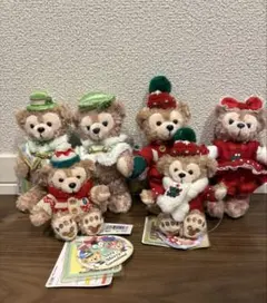ダッフィーシェリーメイ　ぬいぐるみバッジ　クリスマス　ディズニー