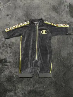 Champion 黒 レオパード柄ロンパース 70