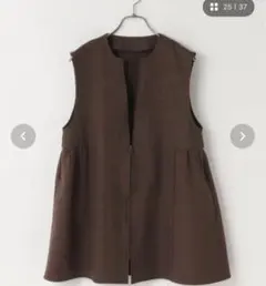 新品未使用　LOWRYS FARM ラナテックベストブラウンチェック