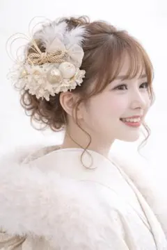 卒業式　袴　髪飾り　成人式振袖前撮り　結婚式　ヘッドドレス　フェザー羽　ゴールド