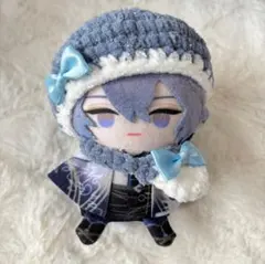 【青】ベレー帽 ポシェット セット にじぱぺっと ぬい服 10cm