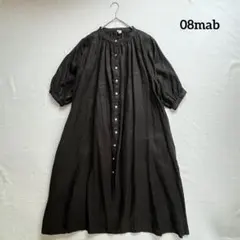 新品値引 08Mab*夏 ブルー*多ボタンギャザーゆったりブラウス 麻 343 